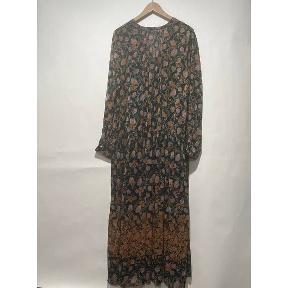 Free people Womens See it through Maxi Dress Long Sleeve Multicolor size M - Picture 9 of 10